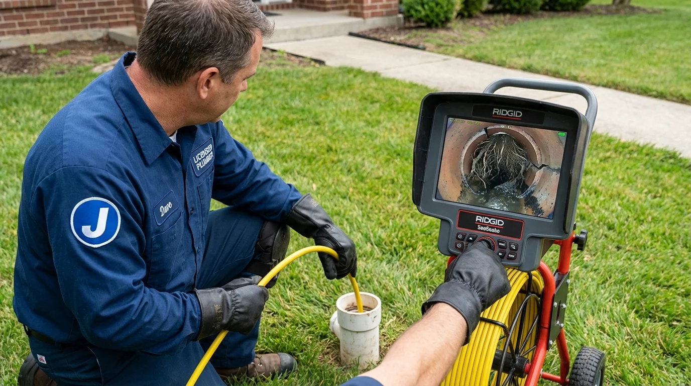 Sewer camera inspection being performed by Johns Plumbing LLC in Suwanee