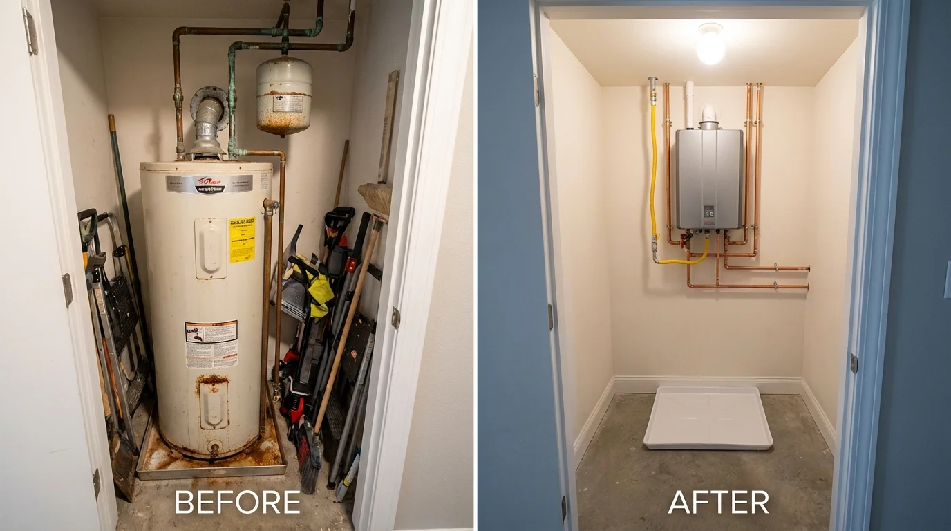 Tank water heater versus wall-mounted tankless unit comparison for Suwanee, GA homeowners