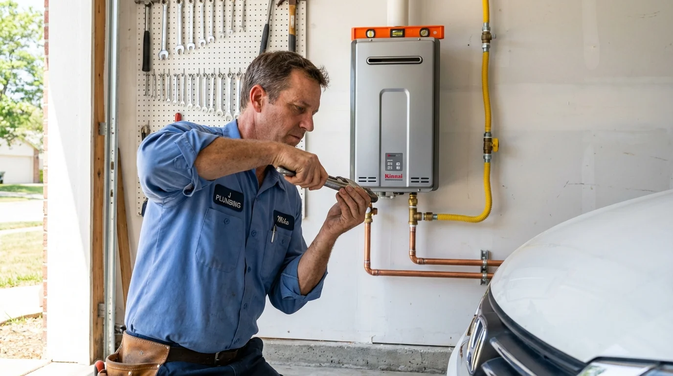 Tankless water heater installation by a Johns Plumbing LLC plumber in Suwanee