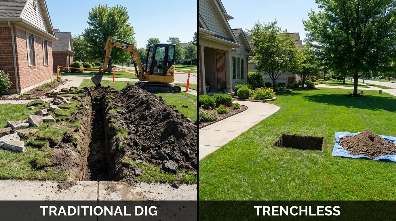 Trenchless sewer repair with minimal yard damage versus traditional excavation in Suwanee, GA